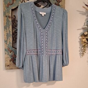 Nurture Light Blue Embroidered Blouse. Excellent Condition NWT Size 2X